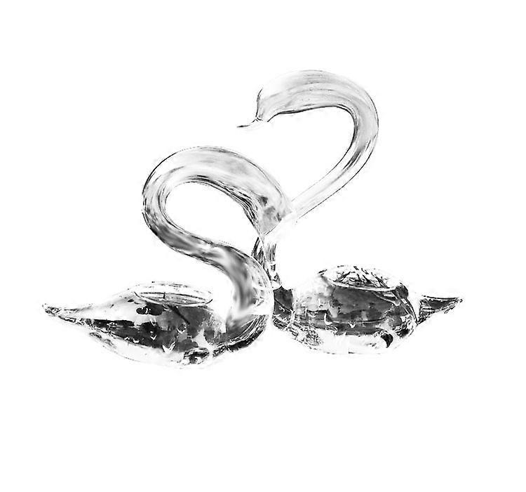 1 Pair Swan Shape Vase Clear Table Glass