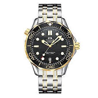 Men Automatic Self Wind Mechanical Stainless Steel Strap Casual Yellow Gold Silver Blue Bezel Master Wave Watch