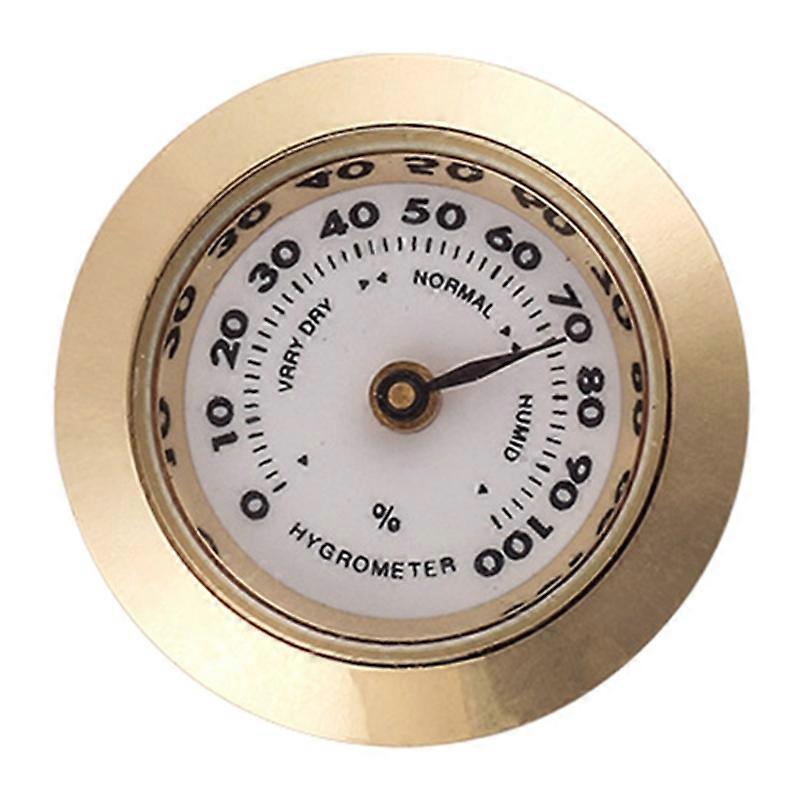 2022 Mini Cigar Hygrometer 28mm Round Dial Metal Pointed Needle Handy Tool-Gold