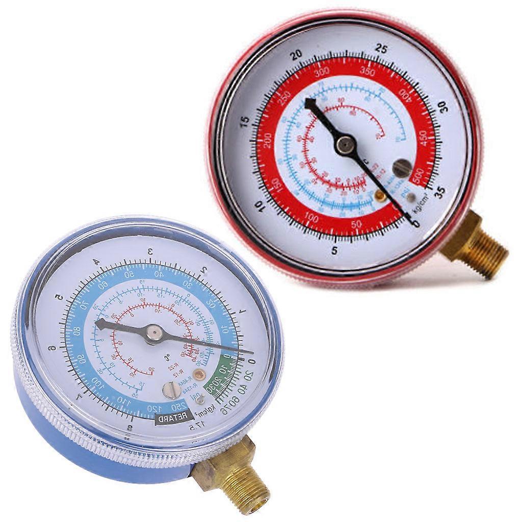2PCS HVAC Refrigeration Gauge Set – High/Low Pressure – PSI – Red + Blue – Carbole - View #2
