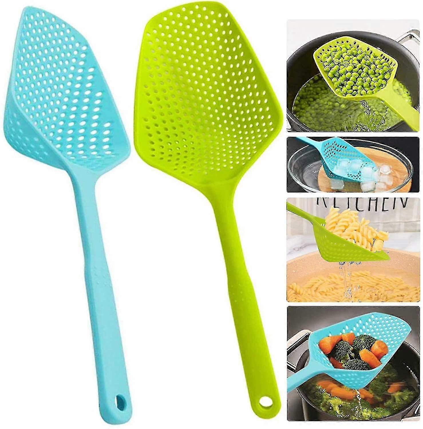 2 Pcs Scoop Strainer Kitchen Food Drain Shovel Strainer