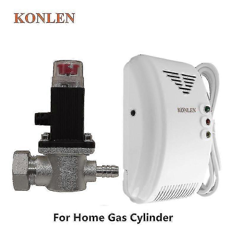 Solenoid valve connected to LPG leak alarm detector for emergency shutdown of household gas cylinder