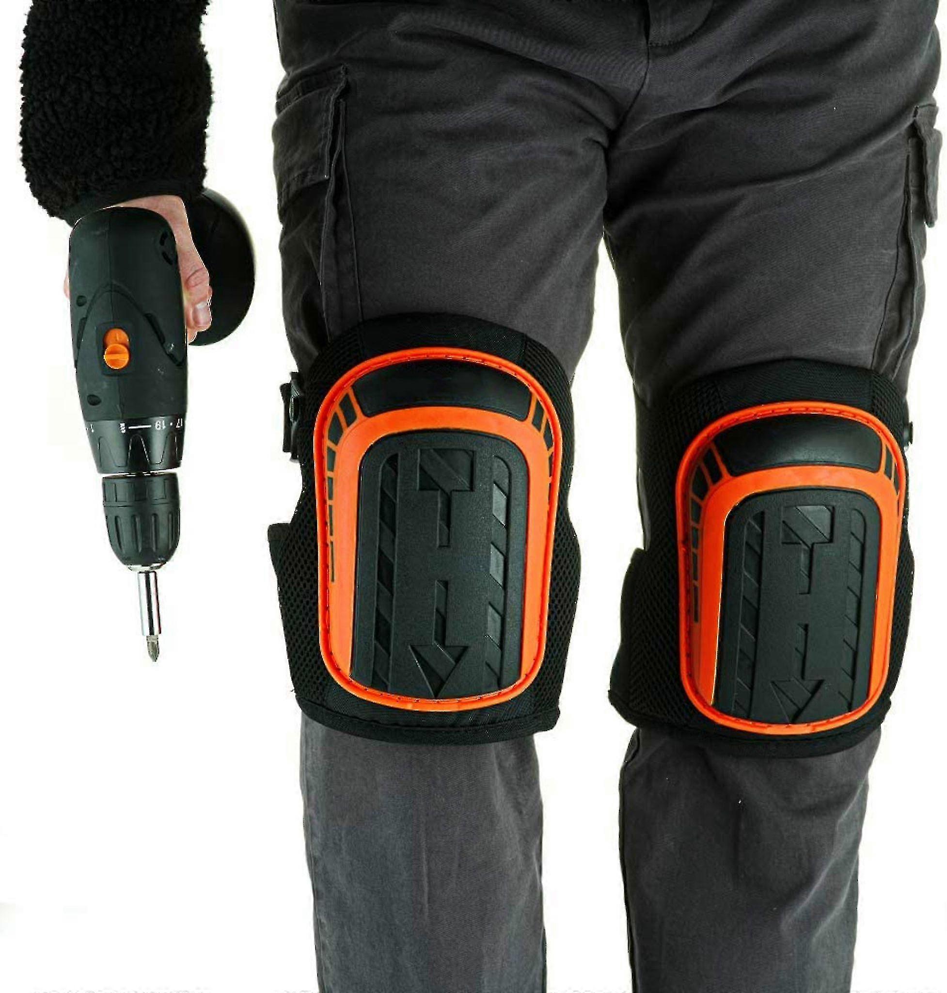 Professional Knee Pads with Comfortable Gel Pad and Adjustable Straps for Working Gardening Floor Cleaning (Orange)