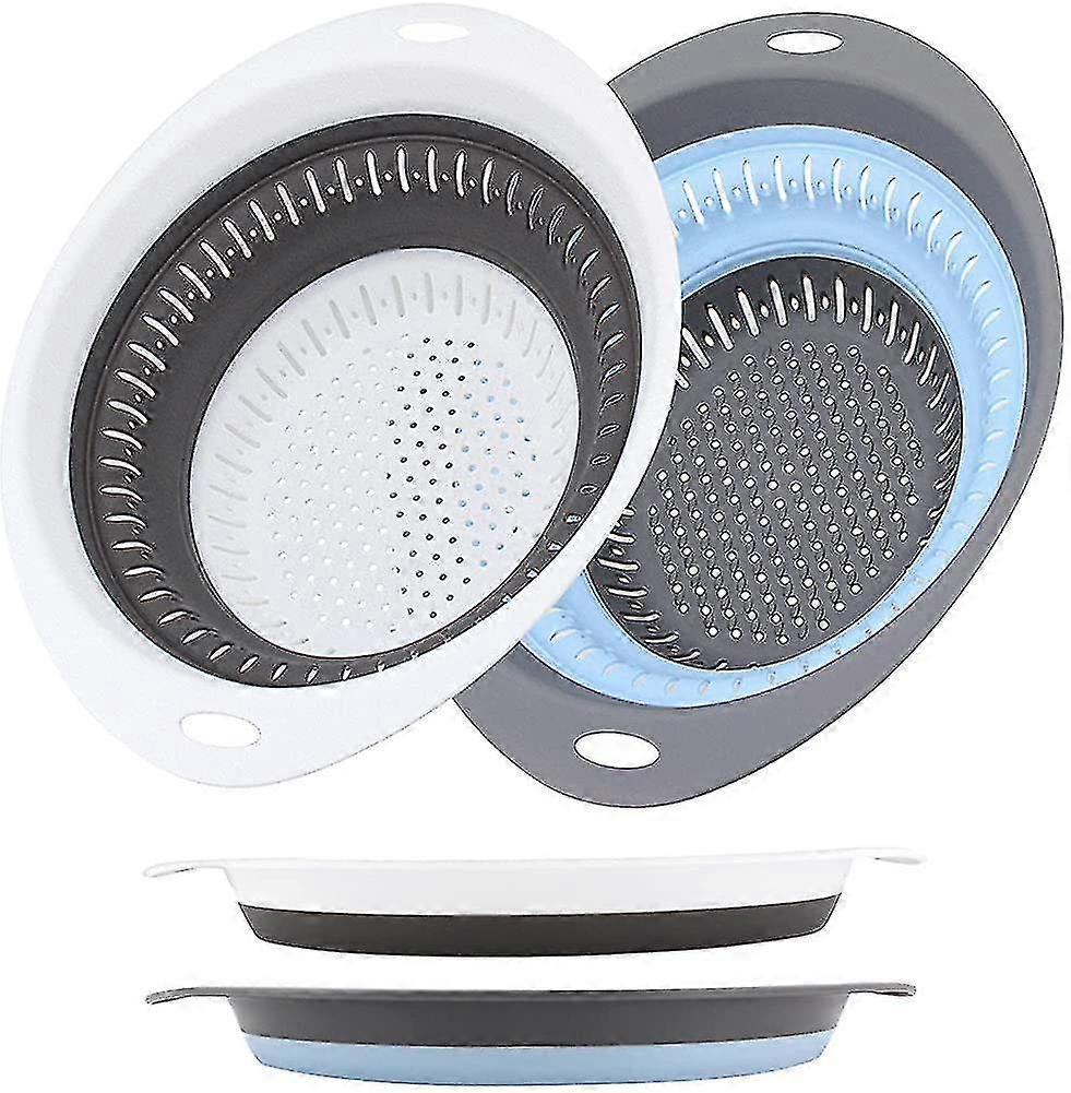 Silicone Kitchen Colander Strainer Set, Folding Strainer Collapsible Strainer For Draining