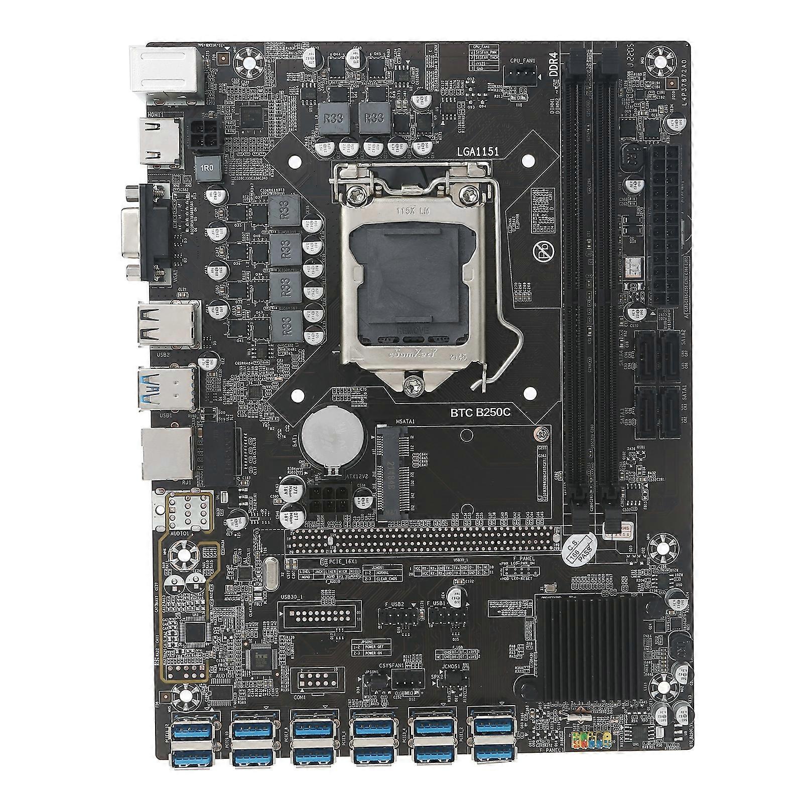 B250C BTC Mijnwerker Moederbord 12 PCI-E DDR4 Geheugen Geïntegreerde VGA mSATA-Interface