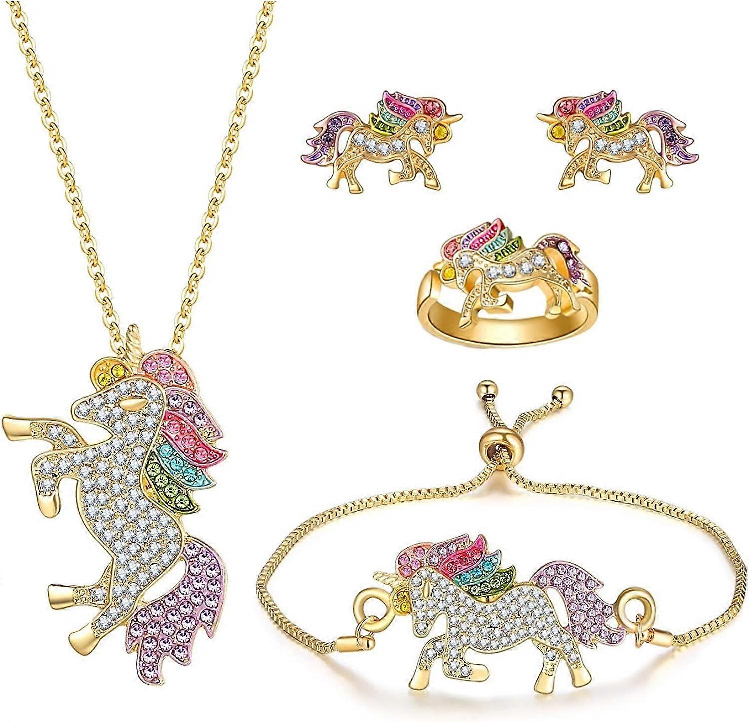 Unicorn Necklace - 2 or 4 Pack Rainbow Unicorn Necklace Bracelet