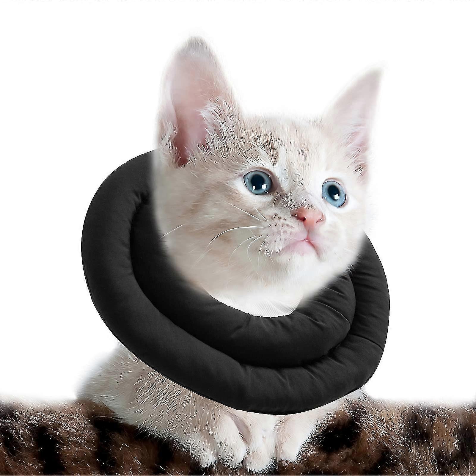 Cat Collar, Post-Surgical Protection Collar for Pets (Black)
