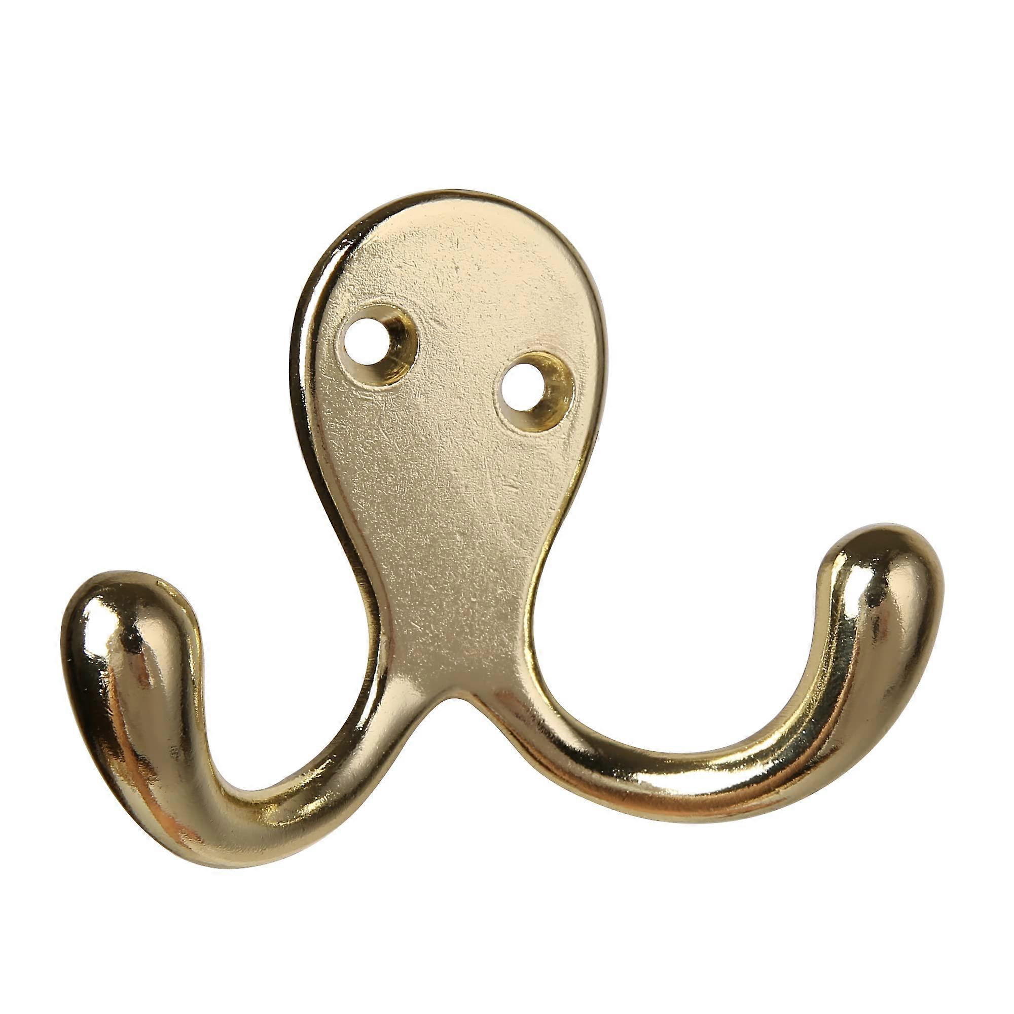 Pack Double Prong Hooks, Double Hooks with 12 Screws, Wall Hooks, Heavy Duty Hooks for Hats, Clothes, Coats, Towels, Keys (Bright Yellow)