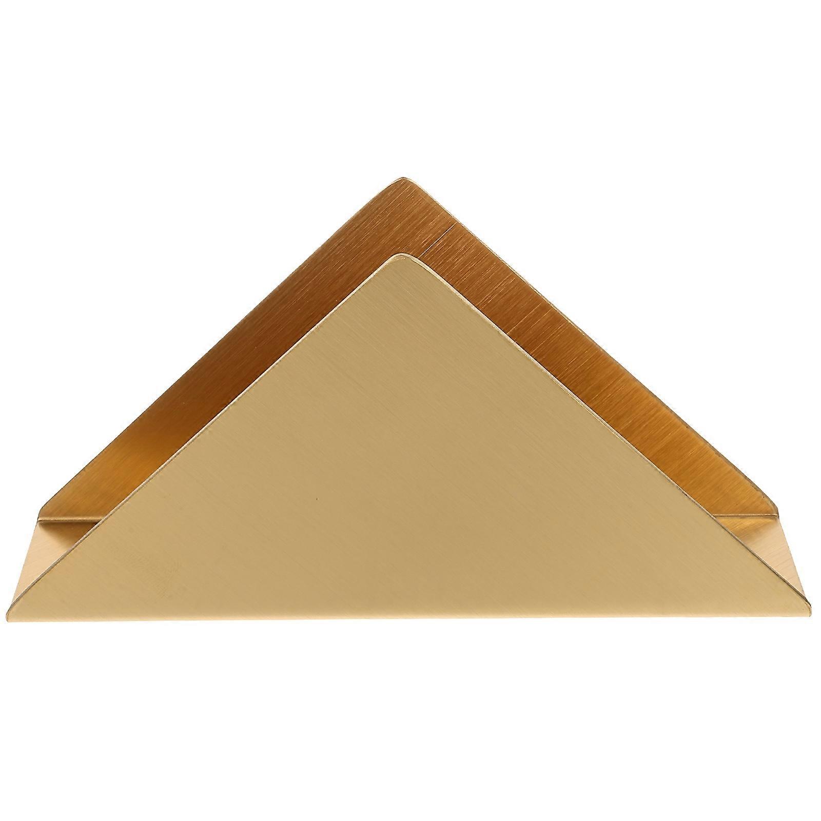 1Pc Triangular Tissue Rack Hotel Napkin Container Practical Storage Box (Golden)