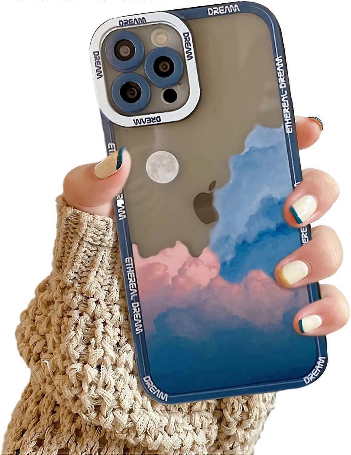 Compatible with iPhone 14 Pro Max case, Snowy Mountains Nature Moon Slim Case Protective Soft TPU Shockproof Case with Lens Protector for iPhone 14 Pr