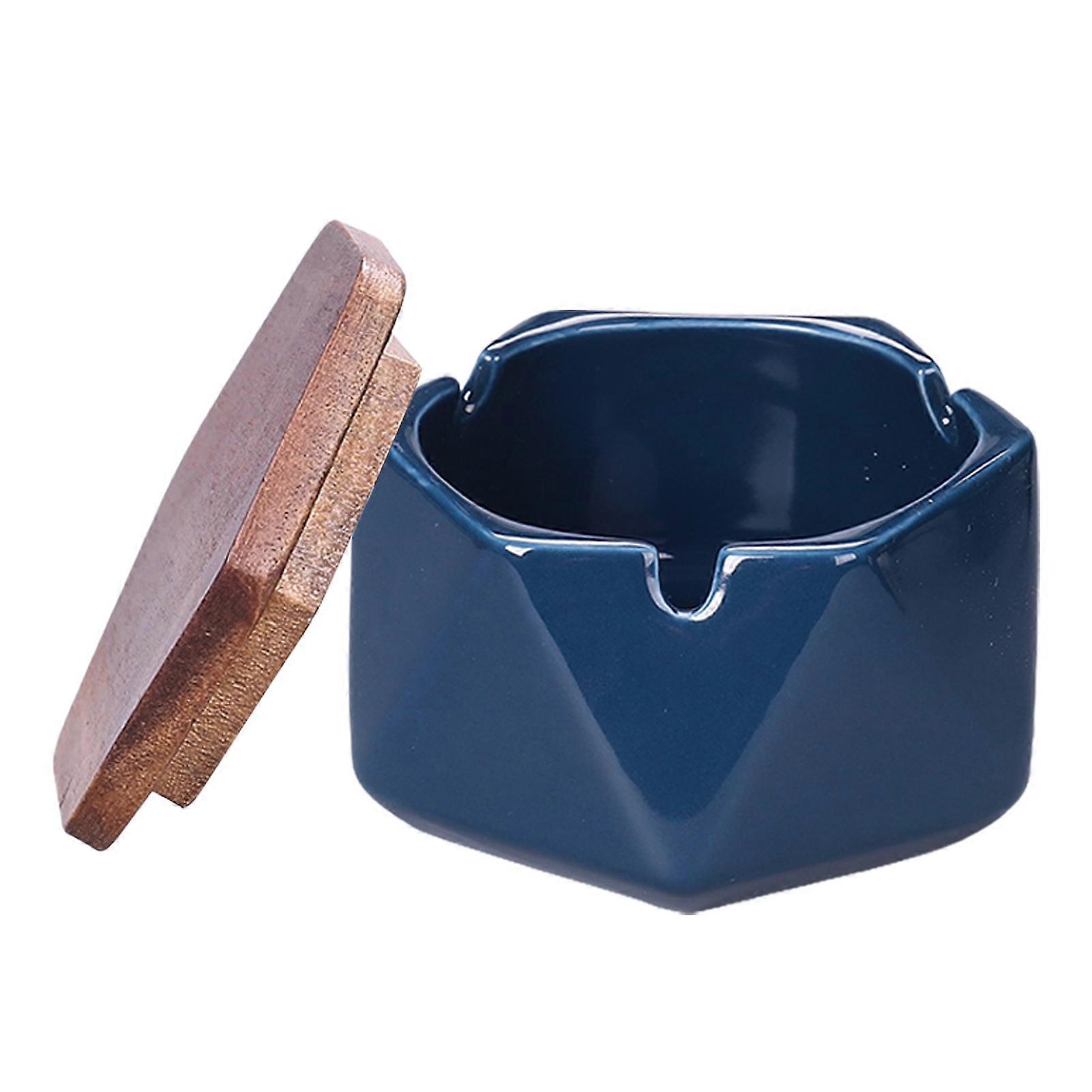 Ashtray Retro Multi-Function Ceramic Windproof Geometric Ash Tray for Home