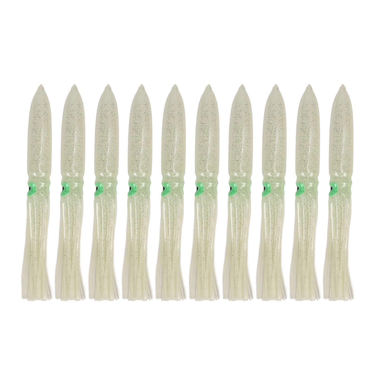 10 قطع الحبار إغراء 30 سنتيمتر سيليكون نابض بالحياة مضيئة الحبار تنورة الصيد الطعم مع هوك شفاف