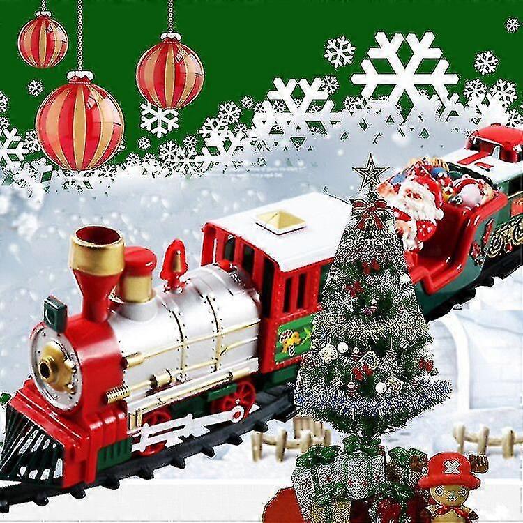 Electric Christmas Train - Sound And Light - Train Christmas Decoration With Animated Wagon And Santa Claus Tree Rails