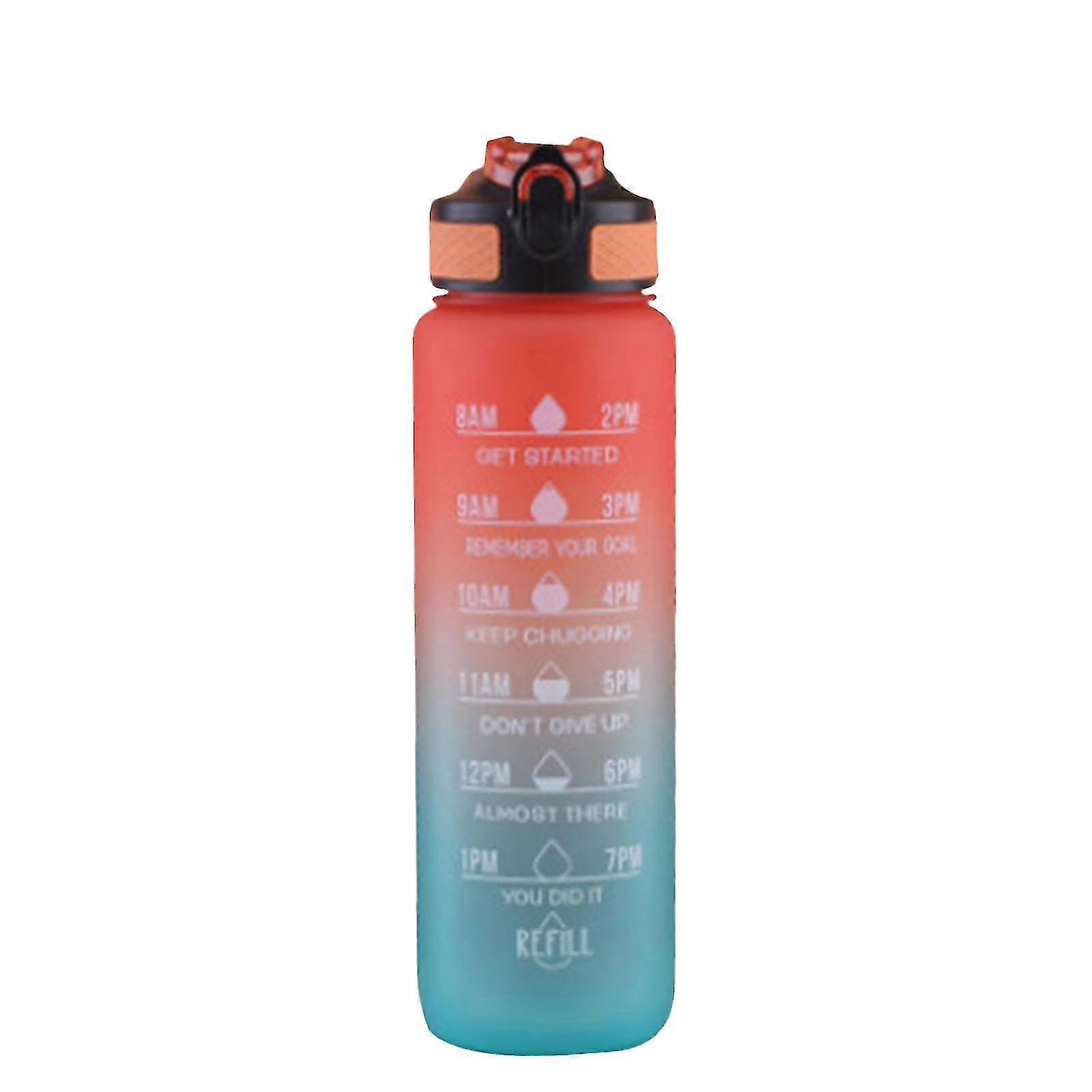 1l Water Bottle Motivational Drink Flask With Time Markings Bpa Free Sport Gym