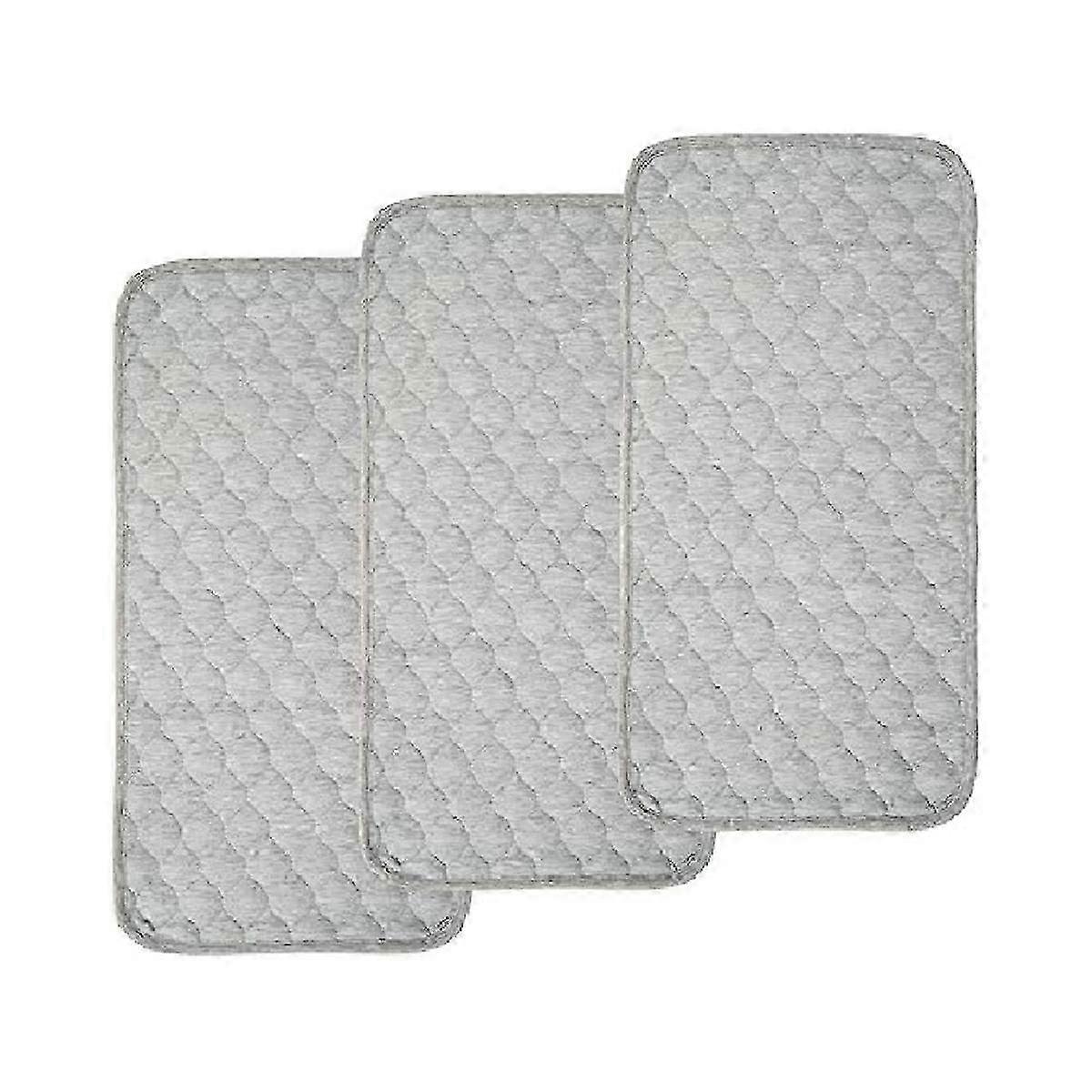 Baby Diaper Pads Bamboo Quilted Thicker Waterproof Changing Pad Liners, 3 Count Gray
