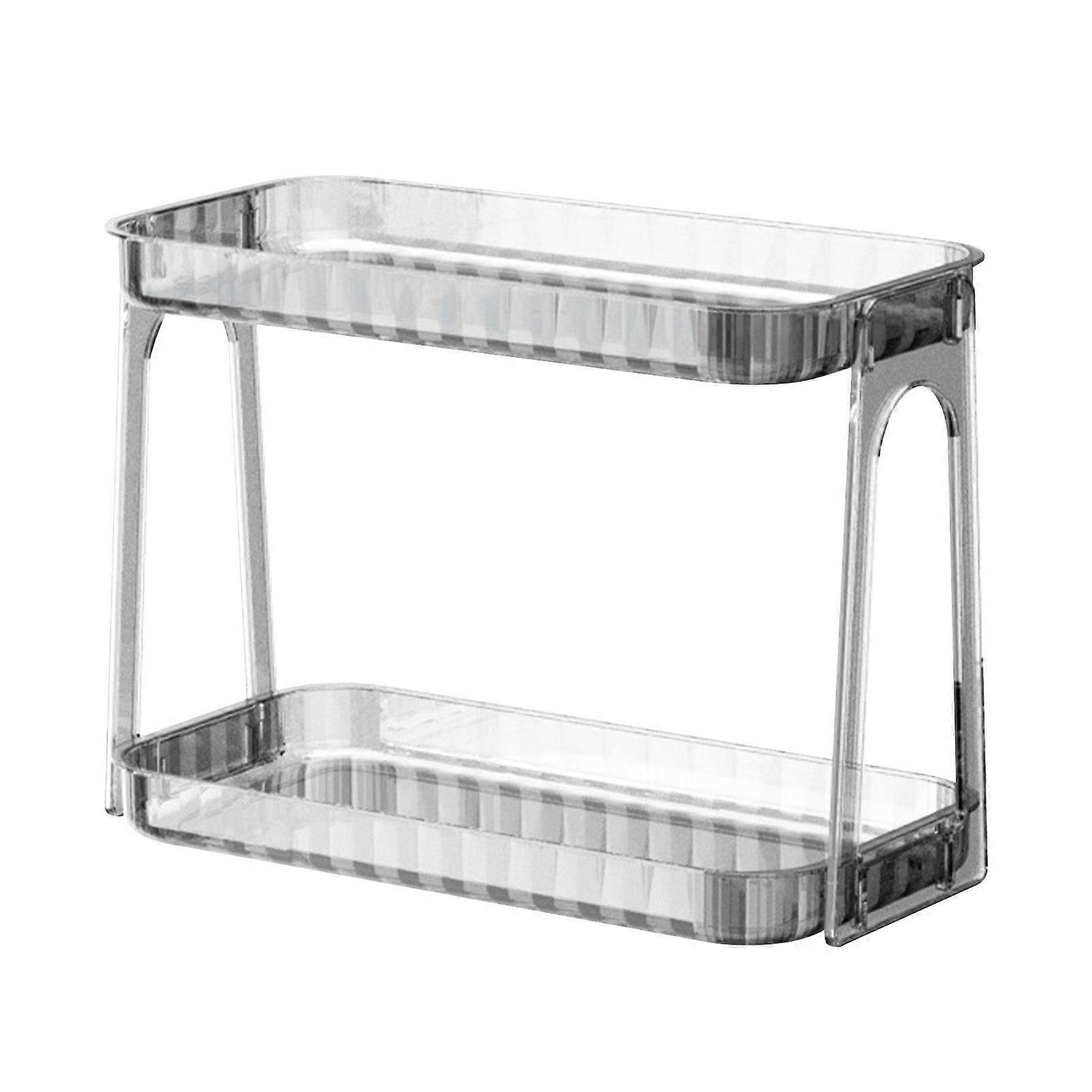 Cosmetic Storage Rack Double Layer Clear Detachable Modern Countertop Cosmetic Organizer for Dressing Table Transparent Color