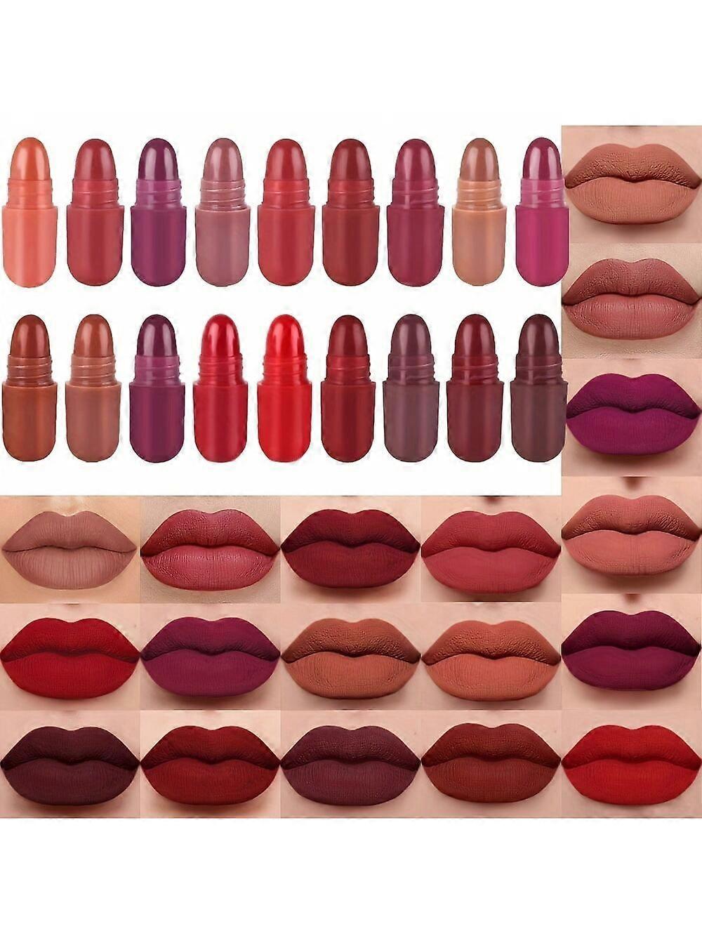 18pcs Mini Capsule Matte Lipstick Set, Long-lasting & Highly Pigmented