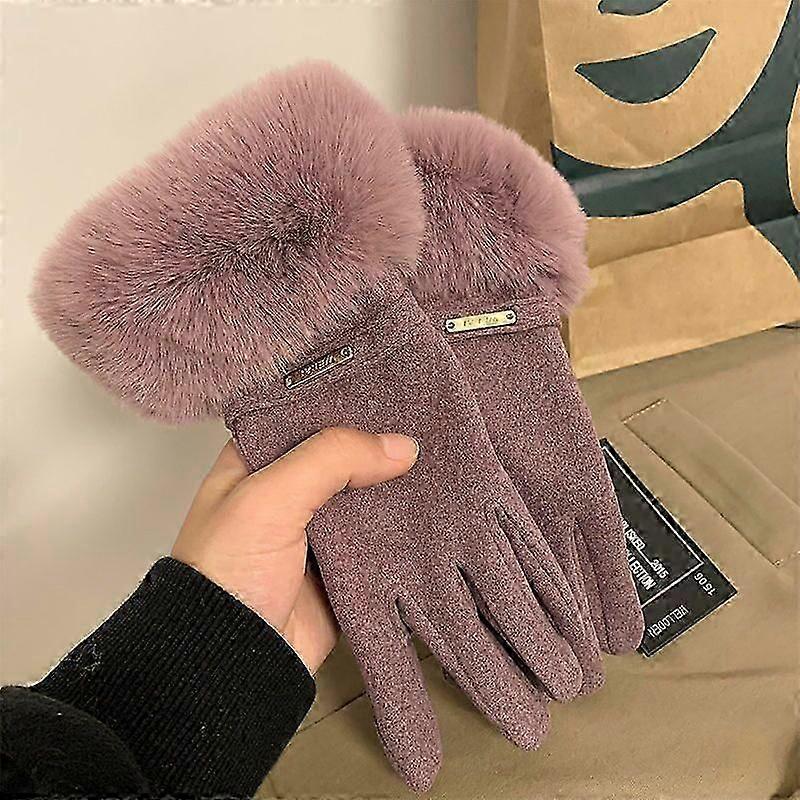 Winter outdoor warm and windproof women's gloves, thick gloves are soft and comfortable
