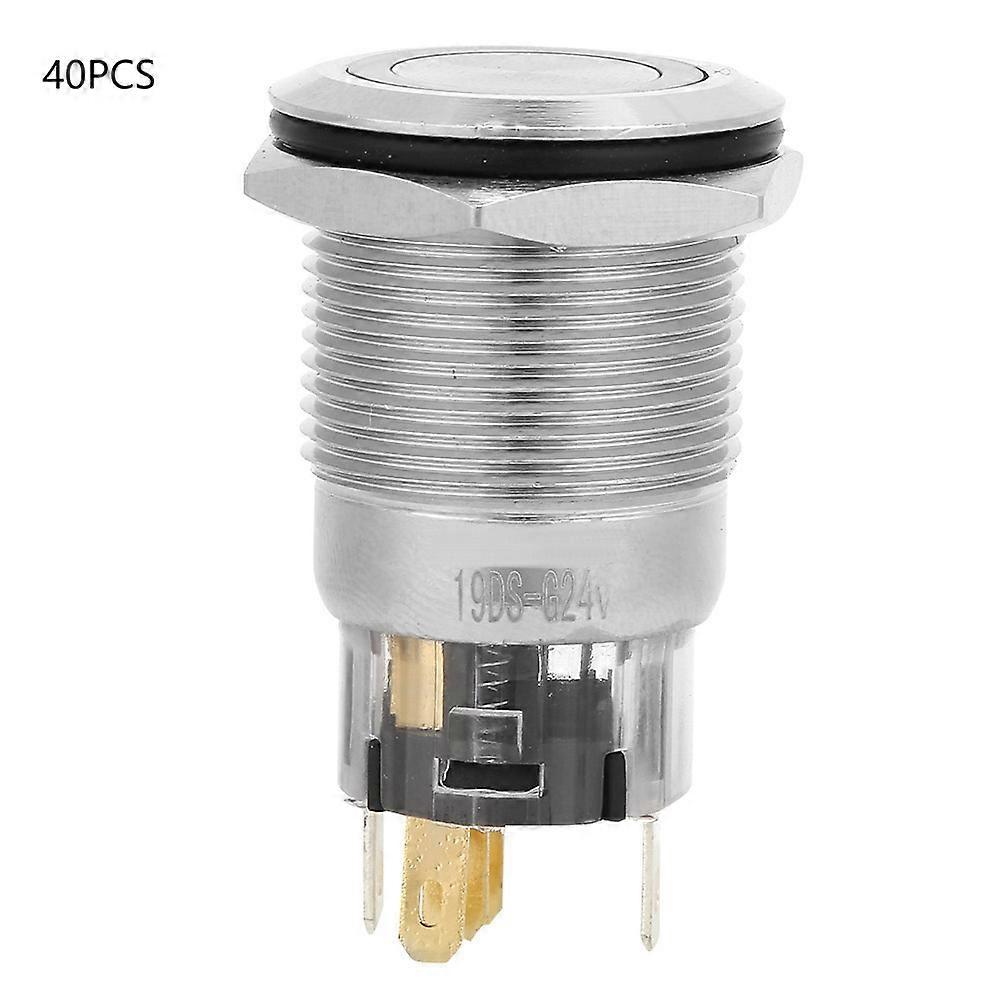 40Pcs Self locking Type Flat Ring Head with Light Nickel Plated Brass Button Switch(green)