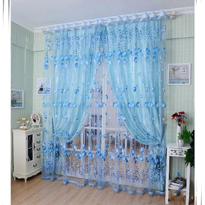 Decorative Tulle Printed Curtains For Living Room Kitchen Window Drapes