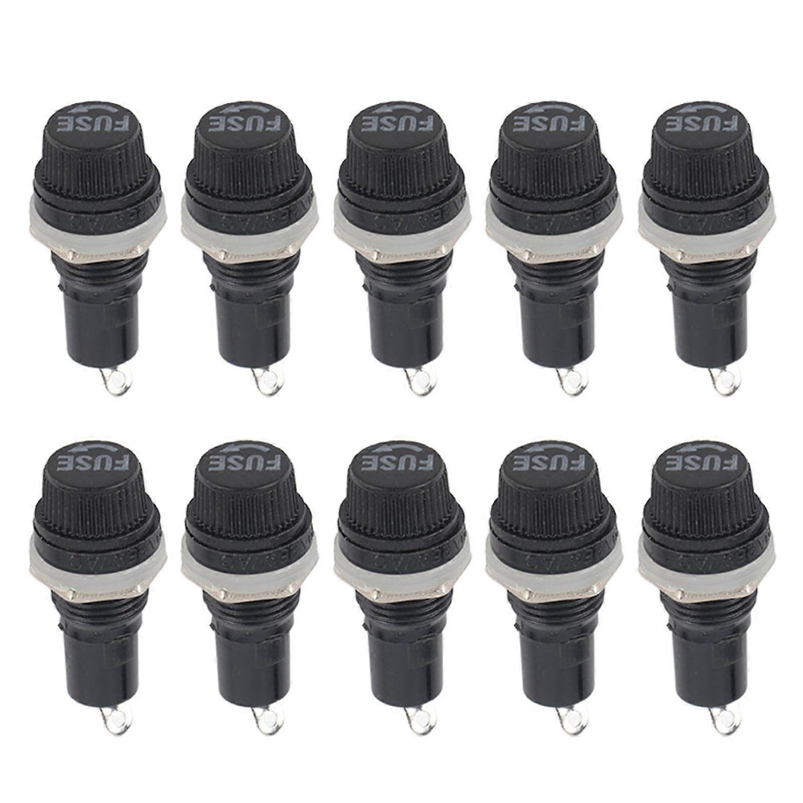 Qukaim Screw Cap Fuse Holder 10pcs Panel Mount Screw Cap Fuse Holder Case for Radio Glass Tube Fuses, 5 x 20mm, Suitable for Various Applications,