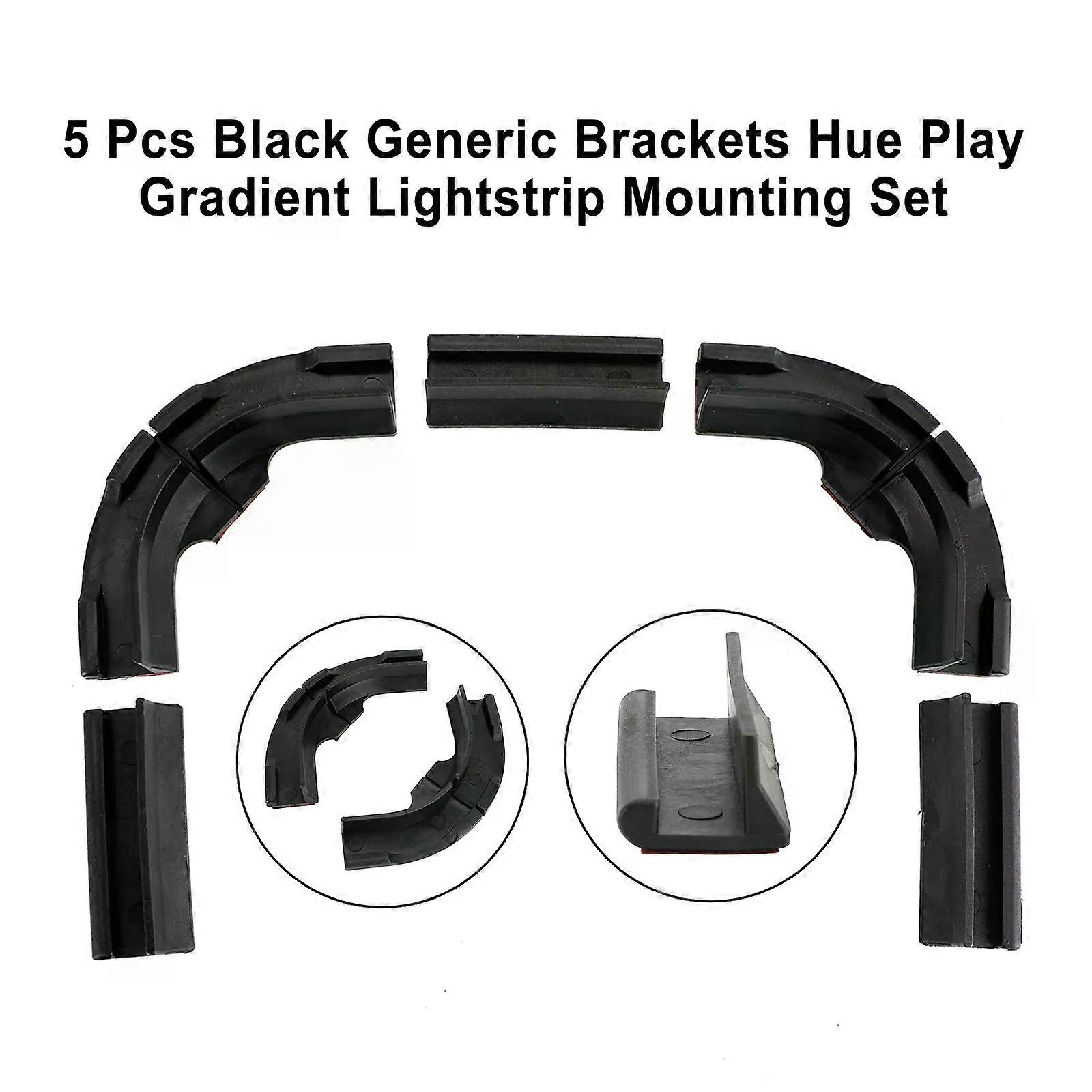 Artudatech 5 Pcs Black Generic Brackets Hue Play Gradient Lightstrip Mounting Set