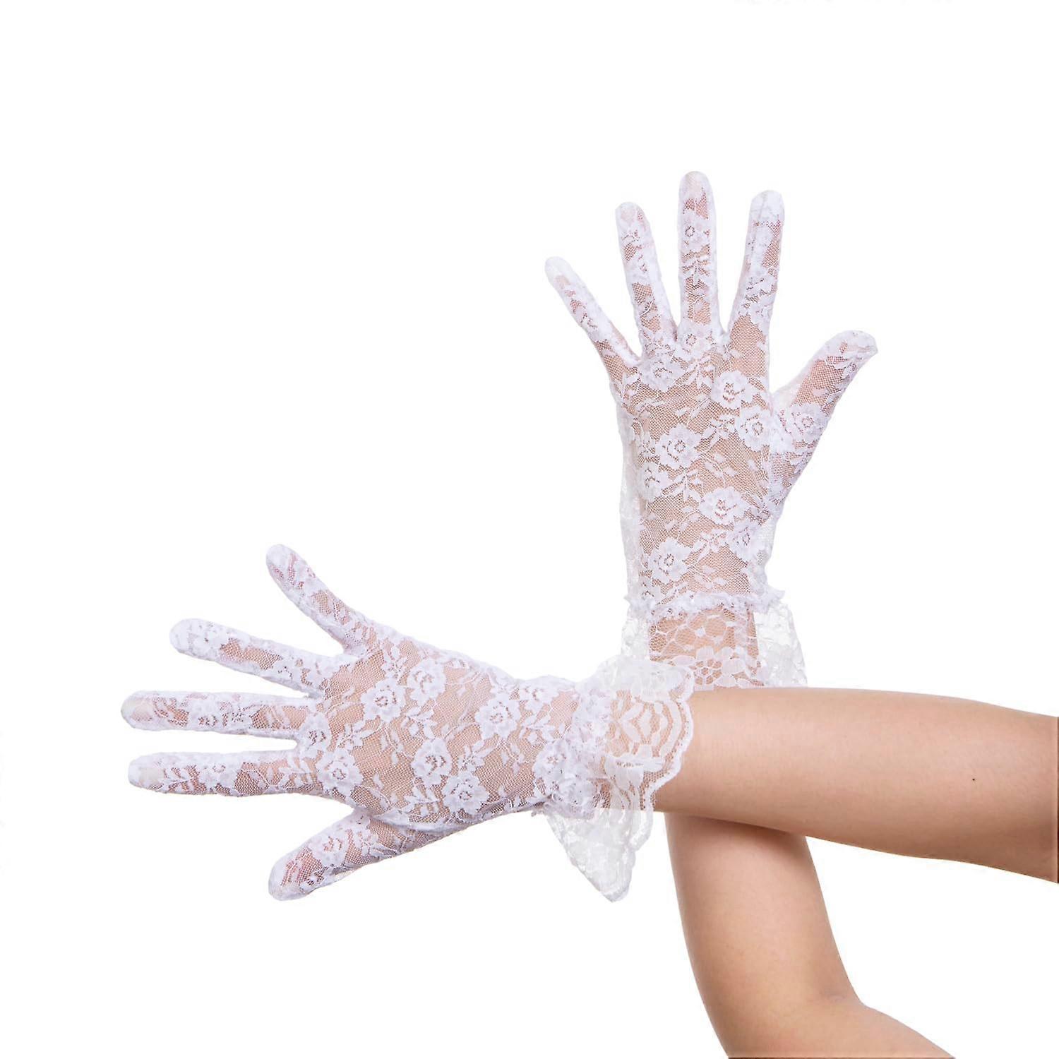 Lace Fingerless Floral Gloves for Weddings and Proms, Elegant Lace Design, Available in Multiple Colors and Sizes