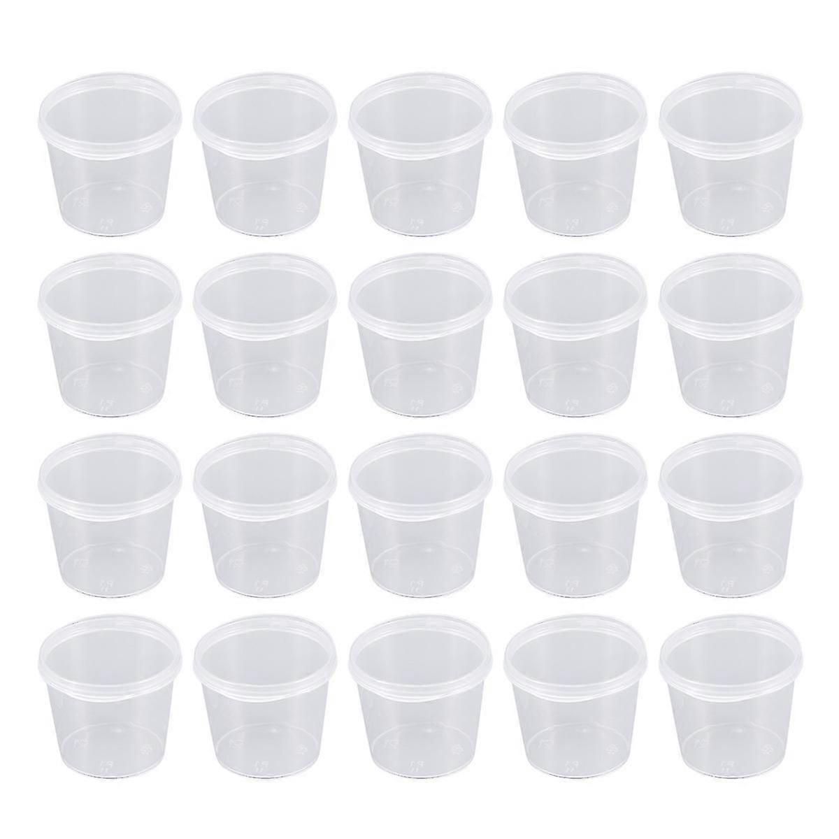 50 Pcs Mini Plastic Containers Plastic Condiment Cups Pudding Jars Disposable Cups Clear Container Lid Cups