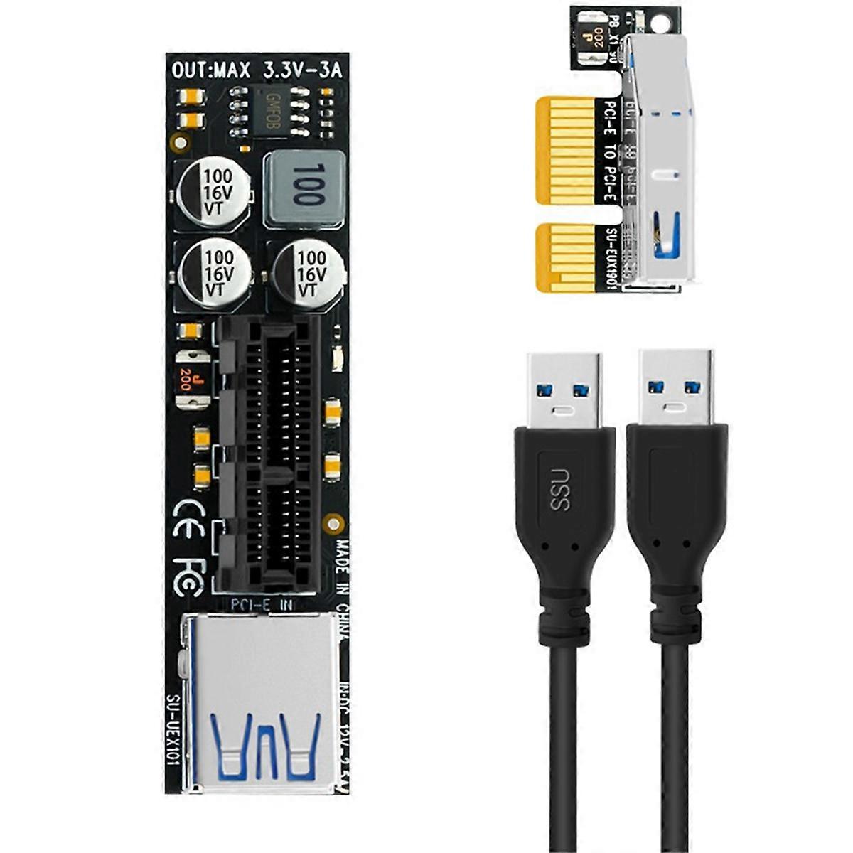 Add on Card PCI-E Riser PCIE PCI-Express X1 to X4 PCI E Riser Card Extend Adapter with 30CM USB Extension Cable