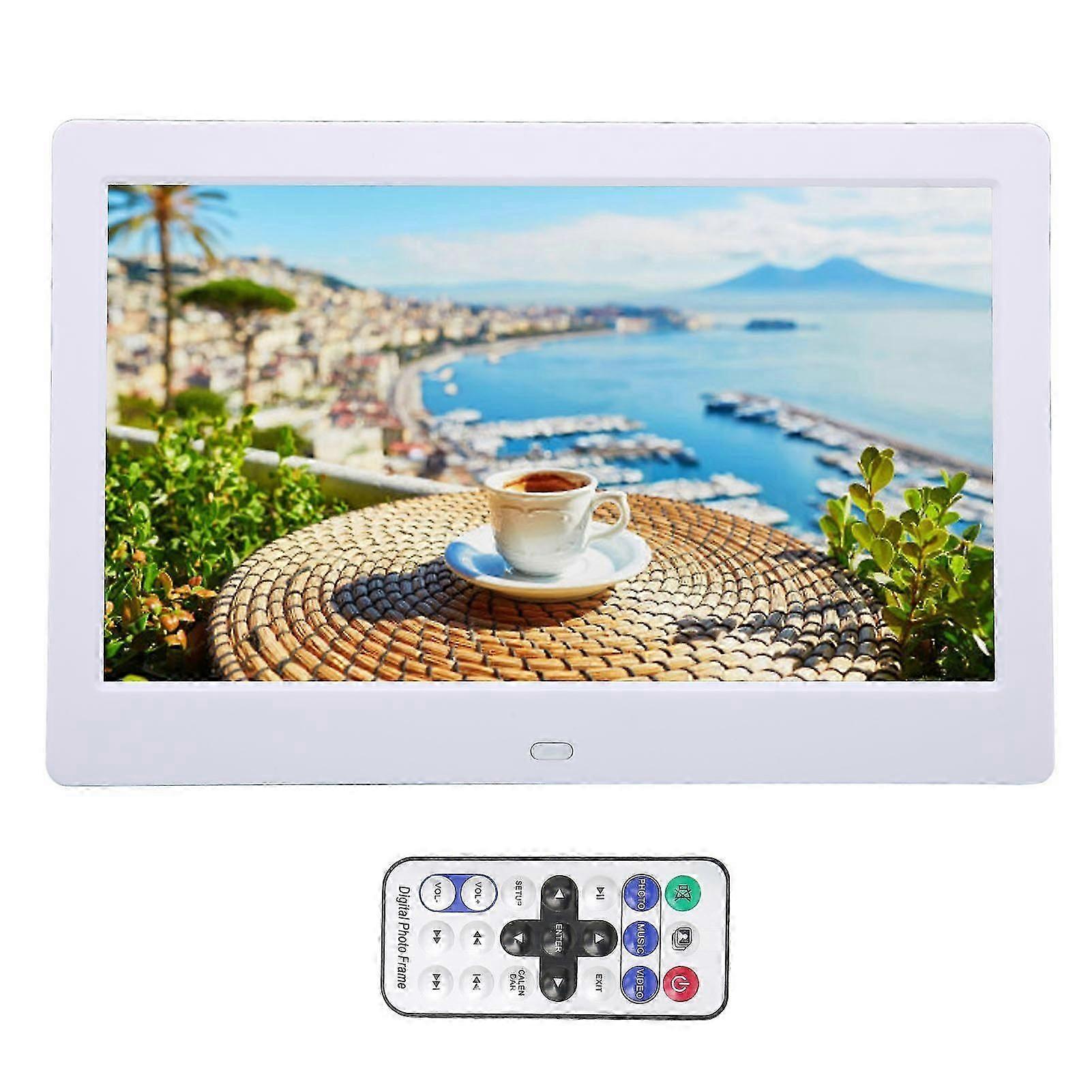 Digital Photo Frame Hd 10.1 Inch 1024x600 Lcd Display Smart Electronic Picture Frame With Remote Control 110240vwhite Us Plug