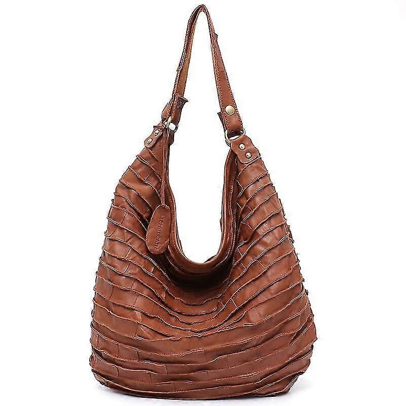 حقائب اليد SC خمر الأغنام الحقيقية الجلود الشريط Hobo حقائب للنساء كبيرة حقيقية مصباح الجلد الجلد المرقعة الكتف حمل حقيبة كروسبودي