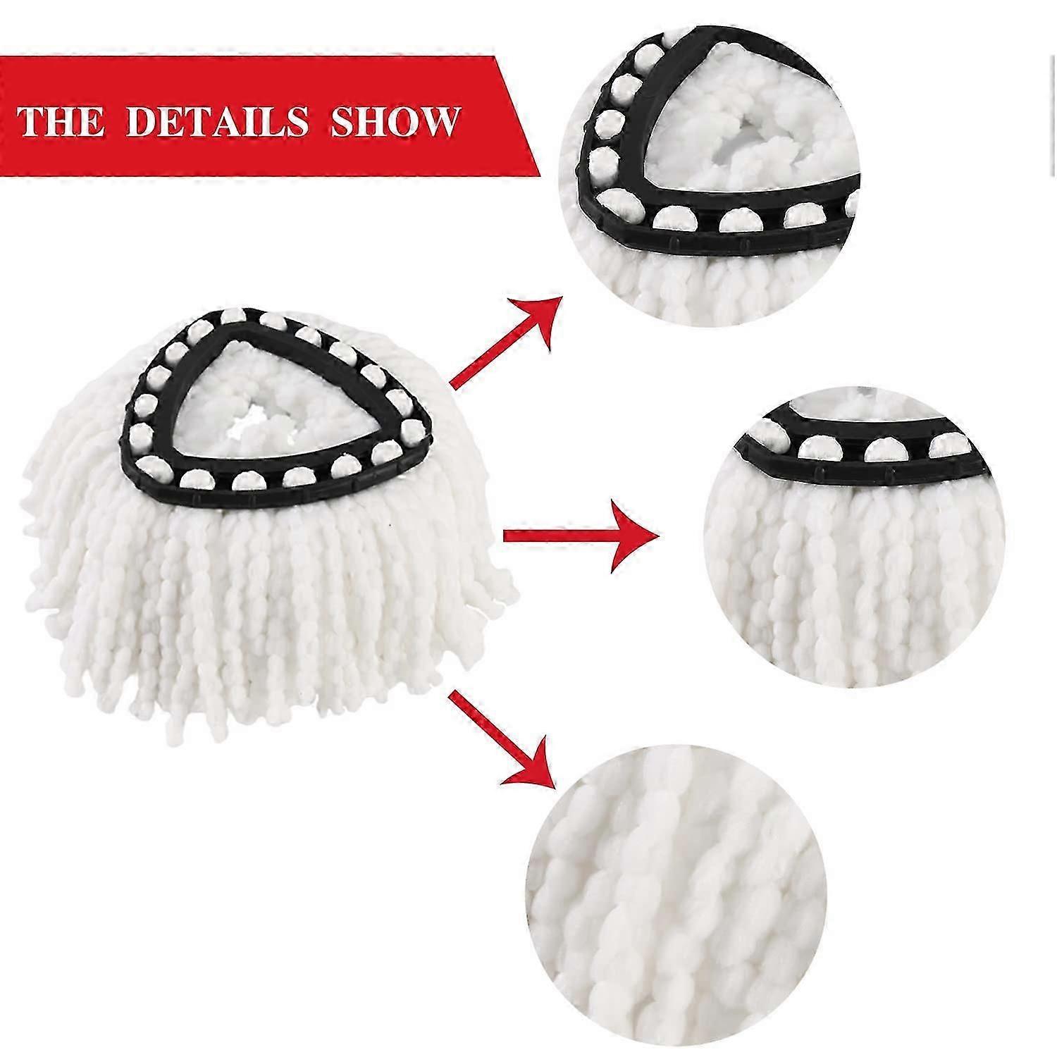 6pcs Replacement Mop Head, Universal 360 Microfiber Spin Mop Compatible with Vileda EasyWring 2-in-1 Turbo Mop Replacement Head Refill