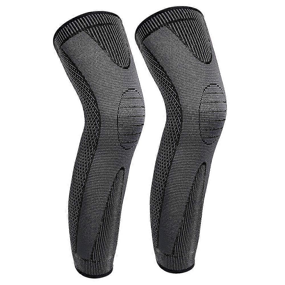1 Pair Knitted Nylon Sports Extended Knee Pads Men's And Women's Autumn And Winter Calf Protection Basketball Football(XXL)