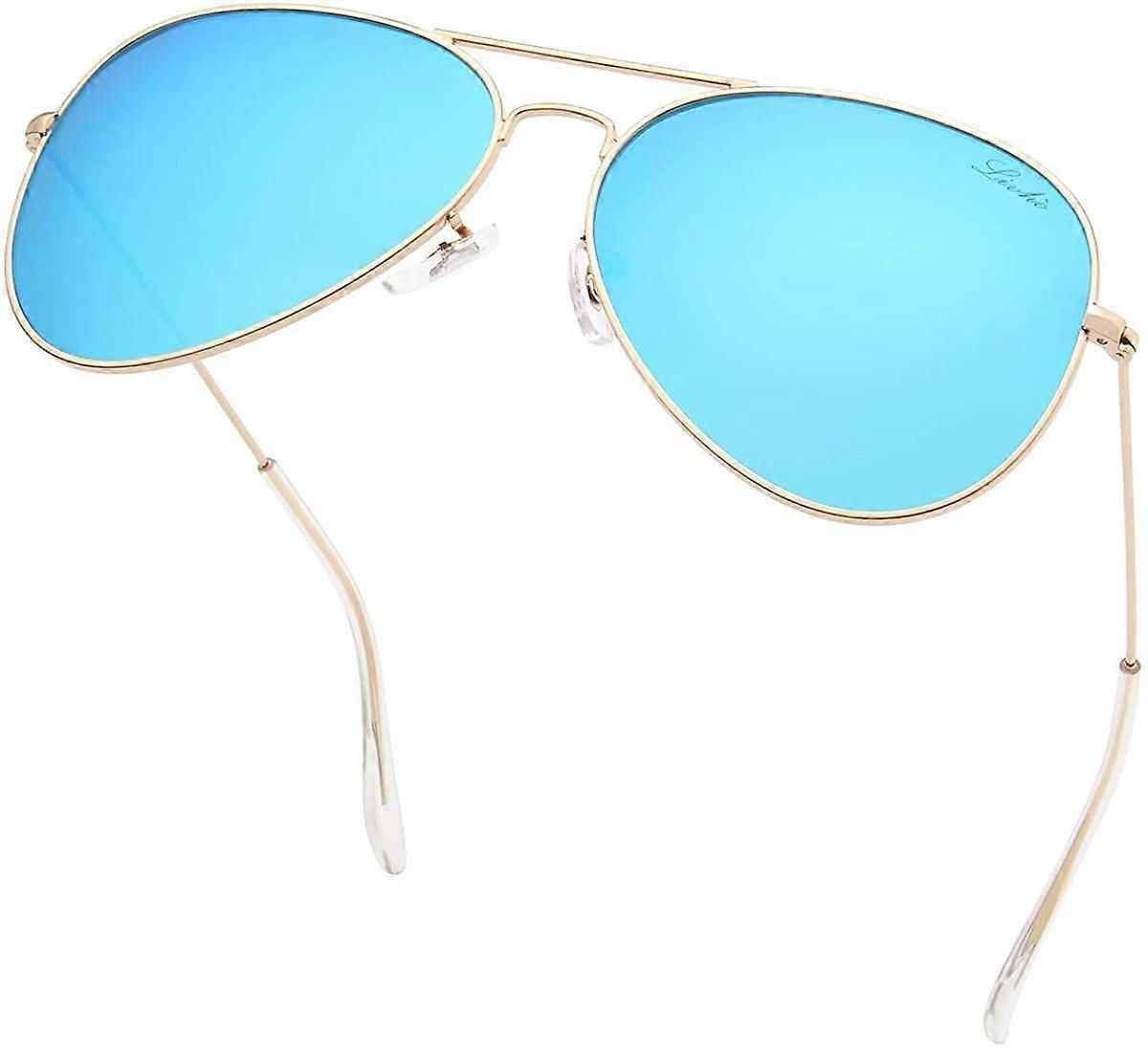 Classic Polarized Aviator Sunglasses UV Mirrored Lens Metal Retro Shades