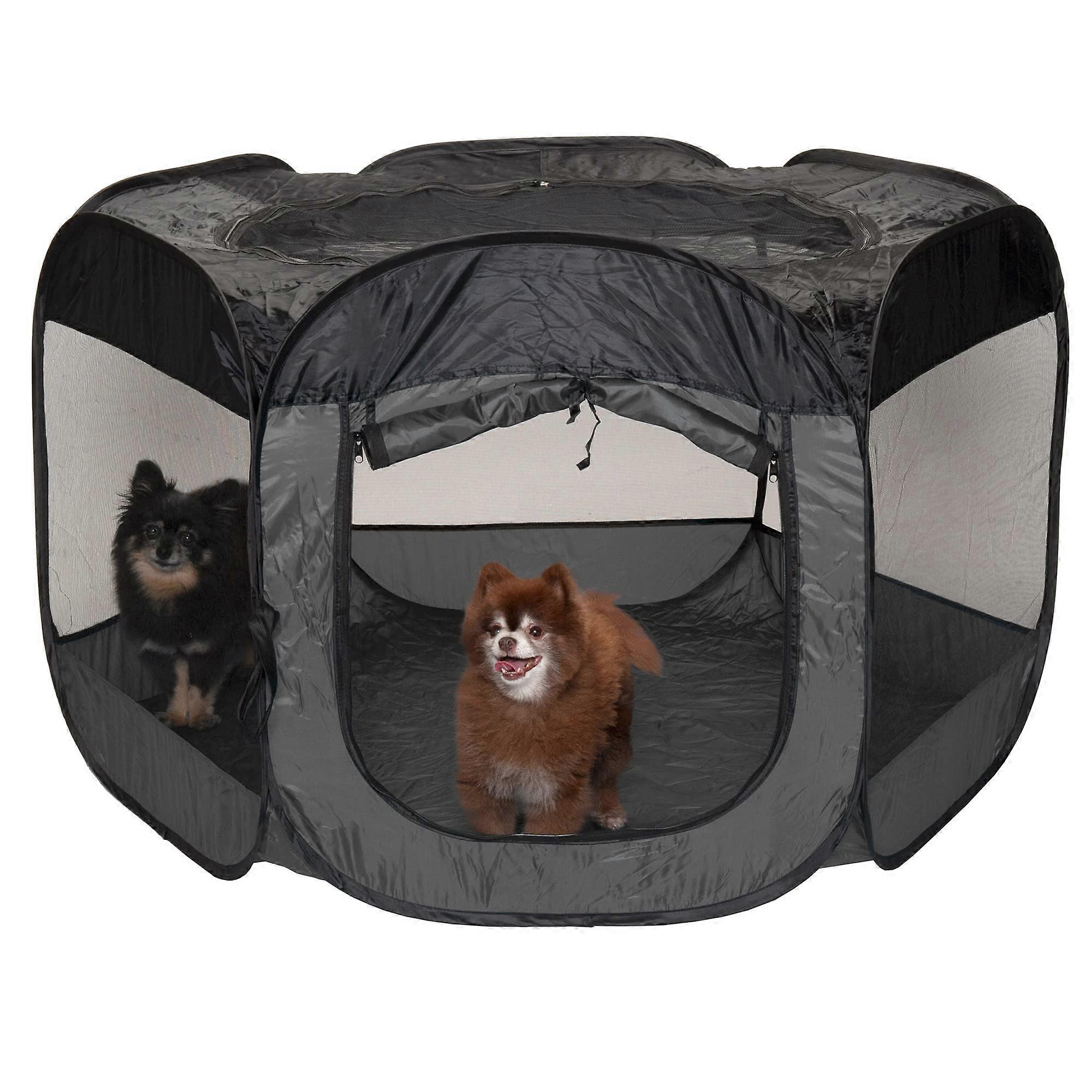 Folding pet fence for indoor and outdoor use
