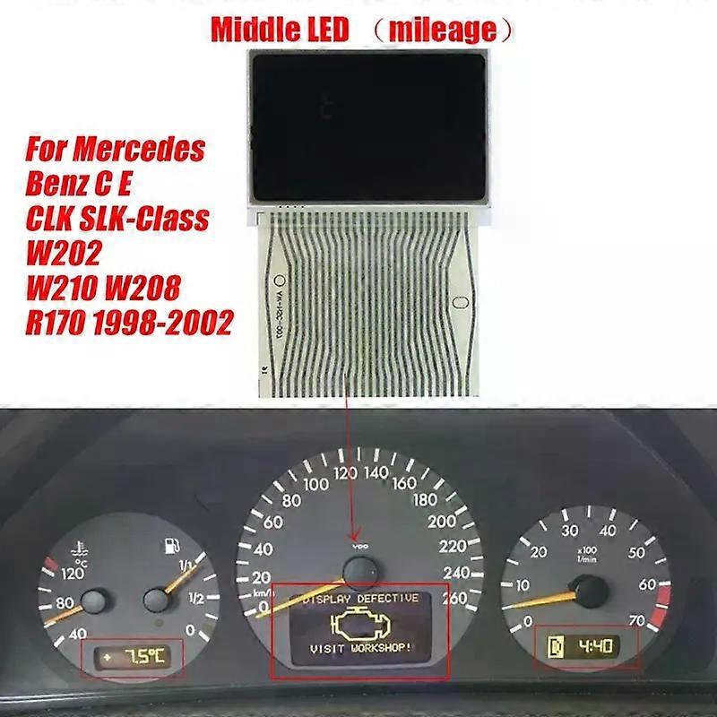 شاشة عرض LCD متوسطة للوحة القيادة للسيارة لمرسيدس بنز W202 W210 W208 R170 1998-2002 أجزاء عداد السرعة بكسل إصلاح الشاشة