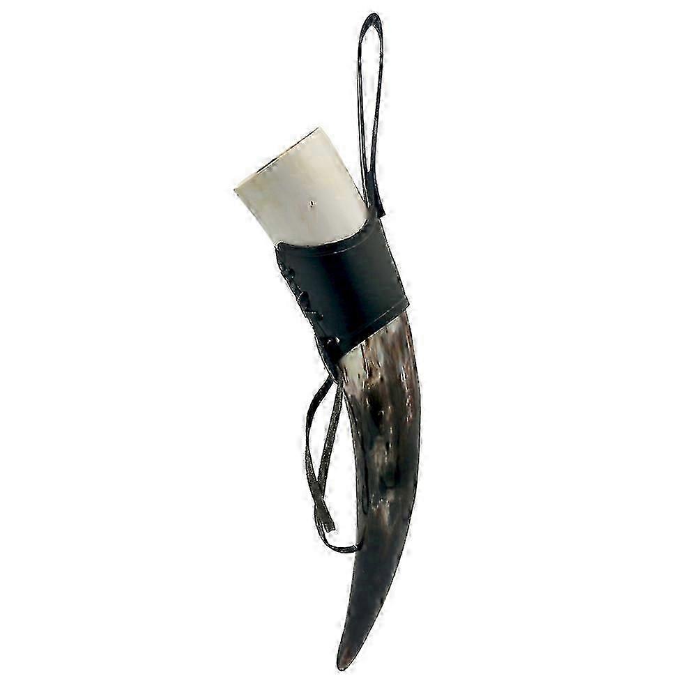 Natural Viking Drinking Horn with Stand or Leather Case- Horn Mug with Polished Finish