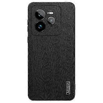 compatible Realme GT 7 Pro 5G Case Wood Texture PU Leather Coated PC+TPU Phone Cover