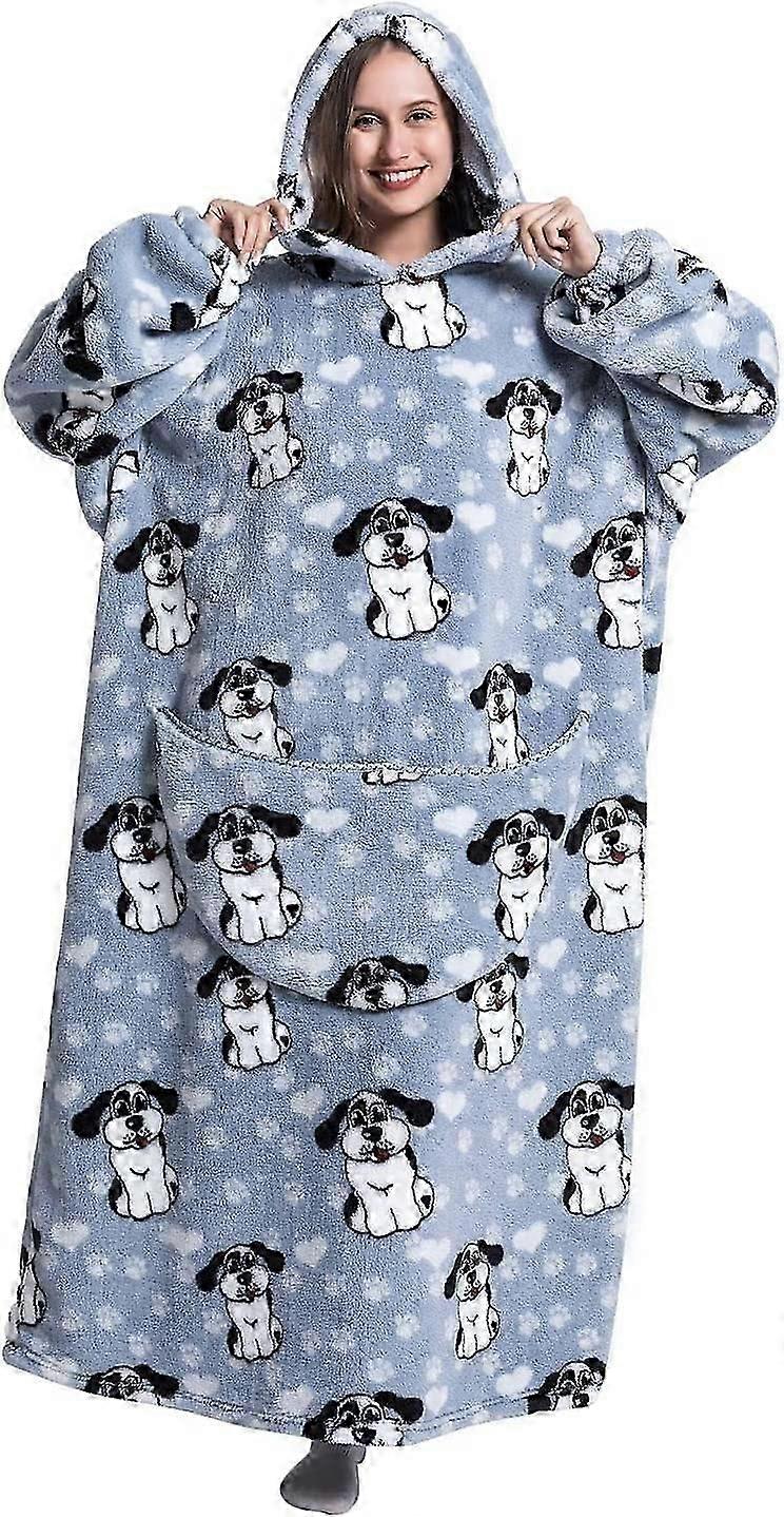 Overdimensioneret bærbart tæppe, superblødt varmt behageligt kæmpe bærbart tæppe til kvinder Mænd Voksne med stor lomme (D-F-4)