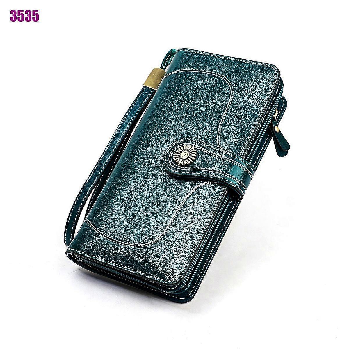 محفظة نسائية طويلة كبيرة مشمع بالزيت مخلب محفظة معصم منظمة -5