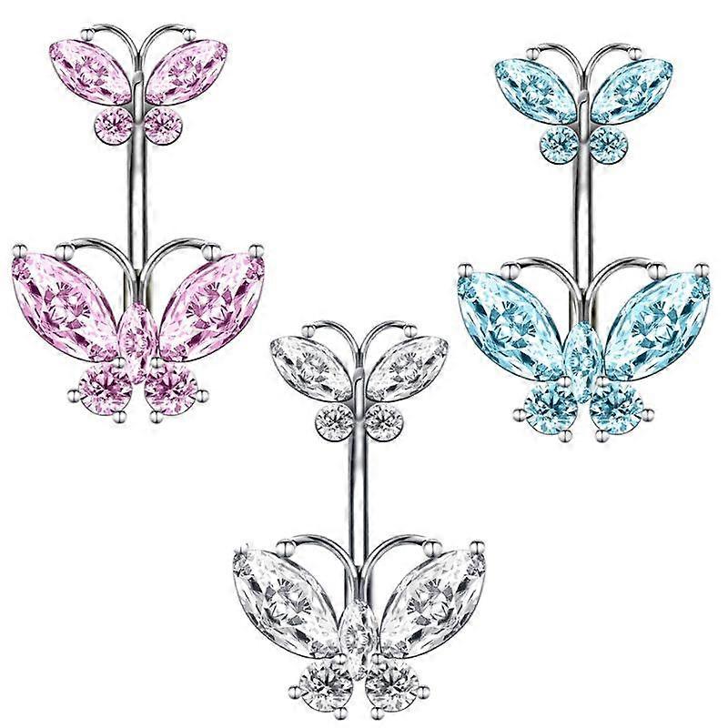 1pcs Boutique Piercing Jewelry Shiny Butterfly Zircon Navel Ring Navel Buckle Explosion