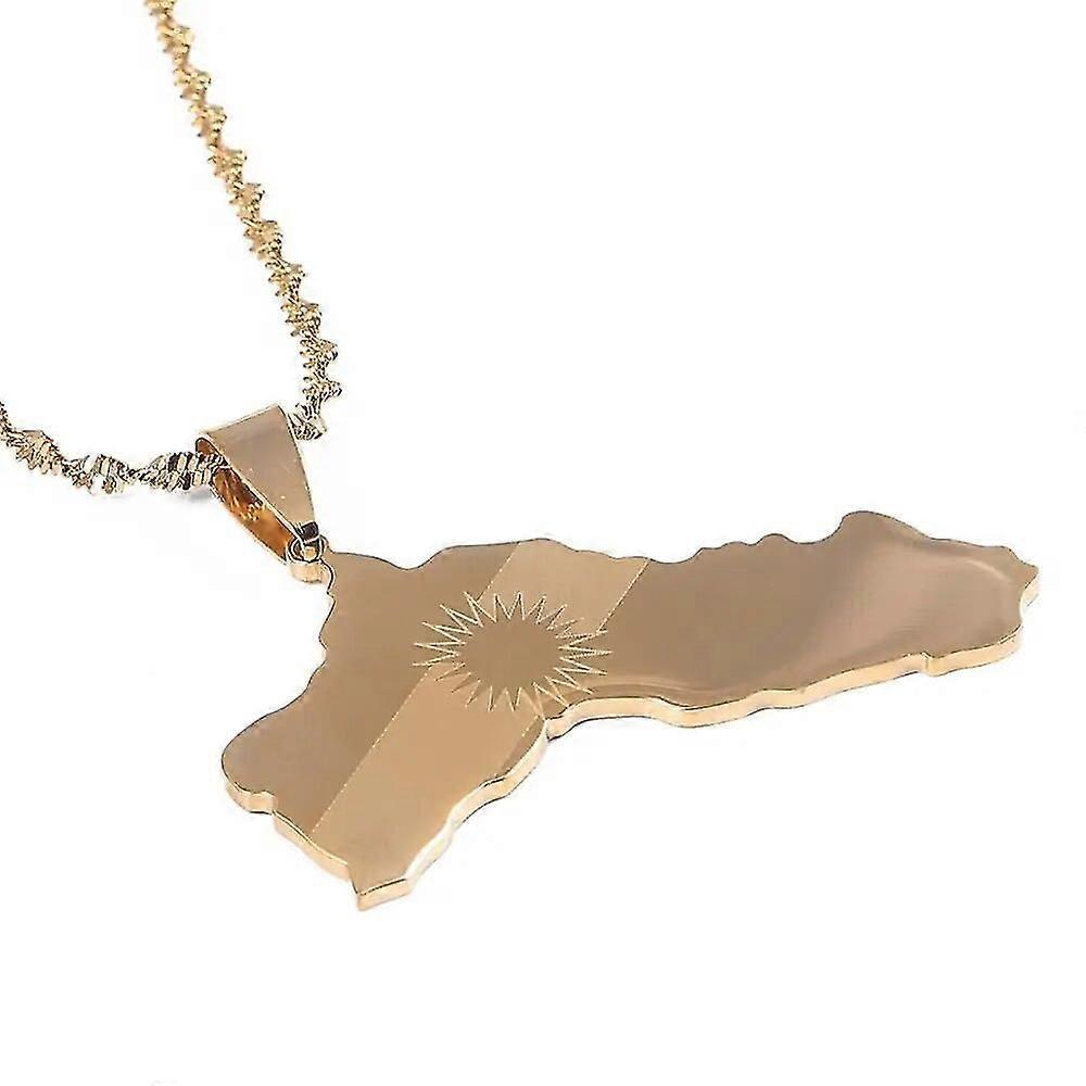 الفولاذ المقاوم للصدأ الذهب اللون كردستان خريطة قلادة قلادة العصرية العلم الكردي خريطة سلسلة مجوهرات