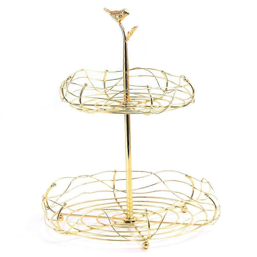CYF-837 2 Tiers Iron Fruit Basket for Kitchen Countertop Decorative Storage Bowl-Gold