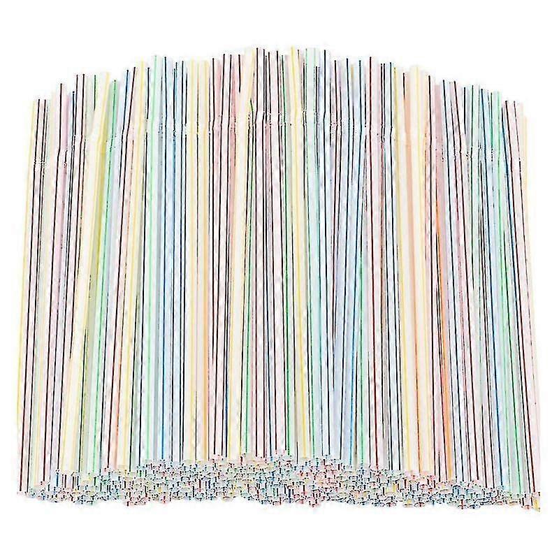 1500 Pieces of Durable Multi-Color Striped Disposable Plastic Drinking Straws