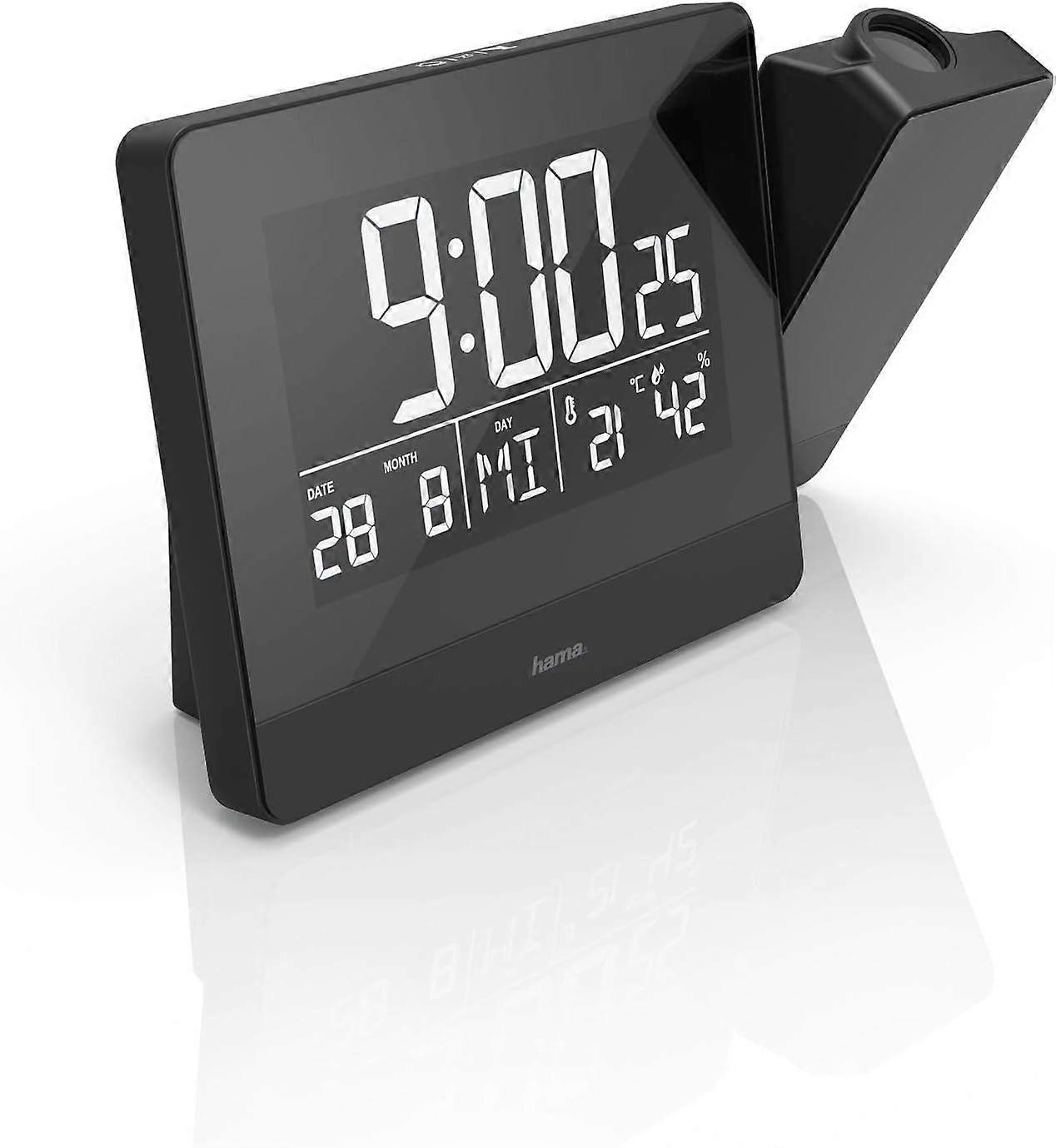 Wekker met USB-aansluiting (digitale wekkerradio met touchscreen, wekker met projectie met voeding) zwart