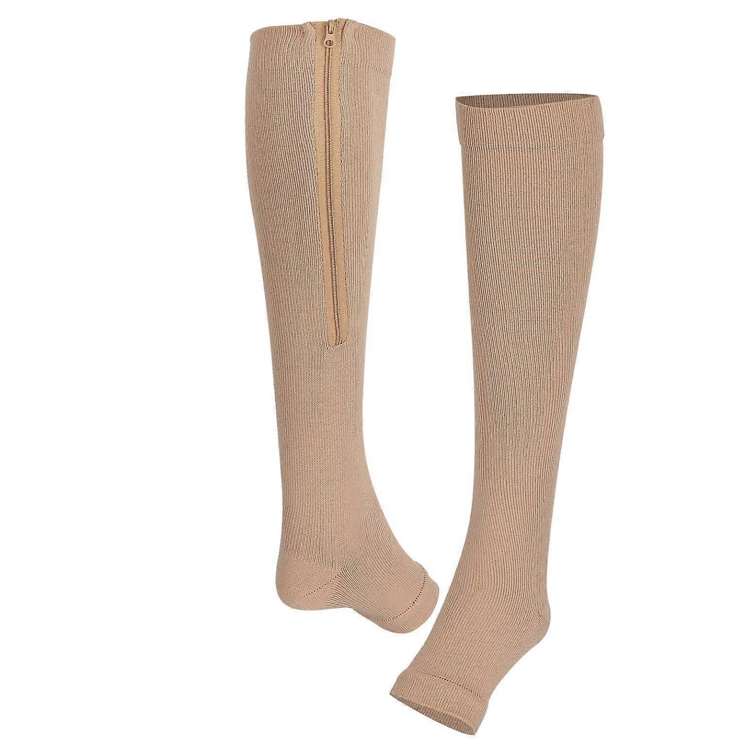 2-Pack Zippered Elastic Compression Socks