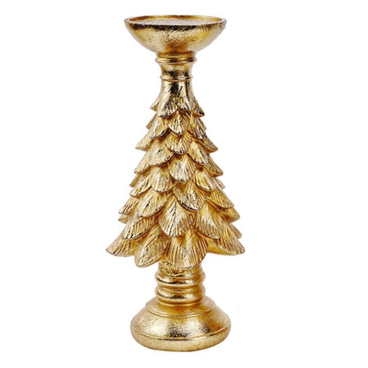 Retro Resin Christmas Tree Candlestick - Festive Decoration A