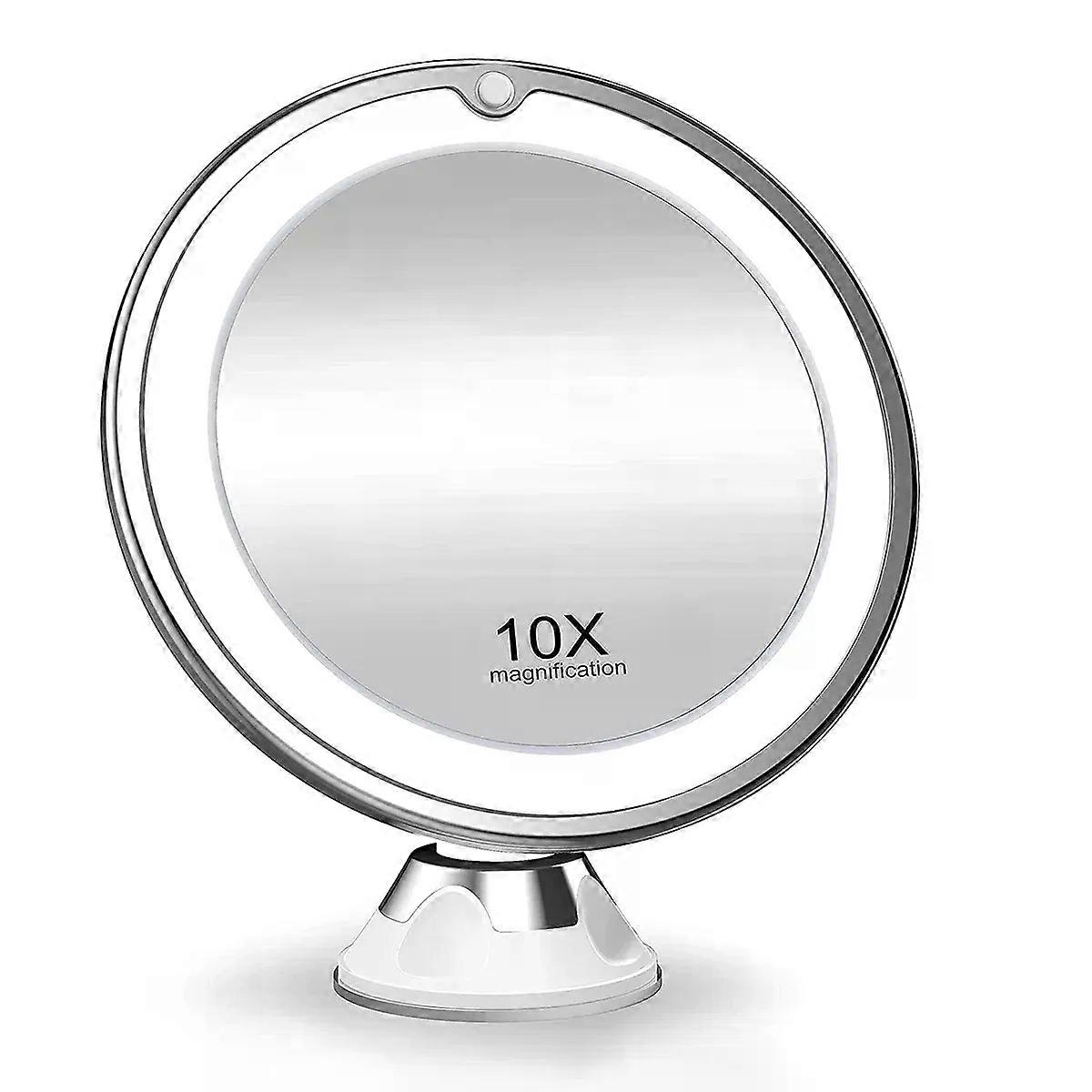 10x Magnification Lighted Cosmetic Mirror with Switch, 360 Degree Rotating Arm, Makeup mirror with Powerful Locking Suction Cup