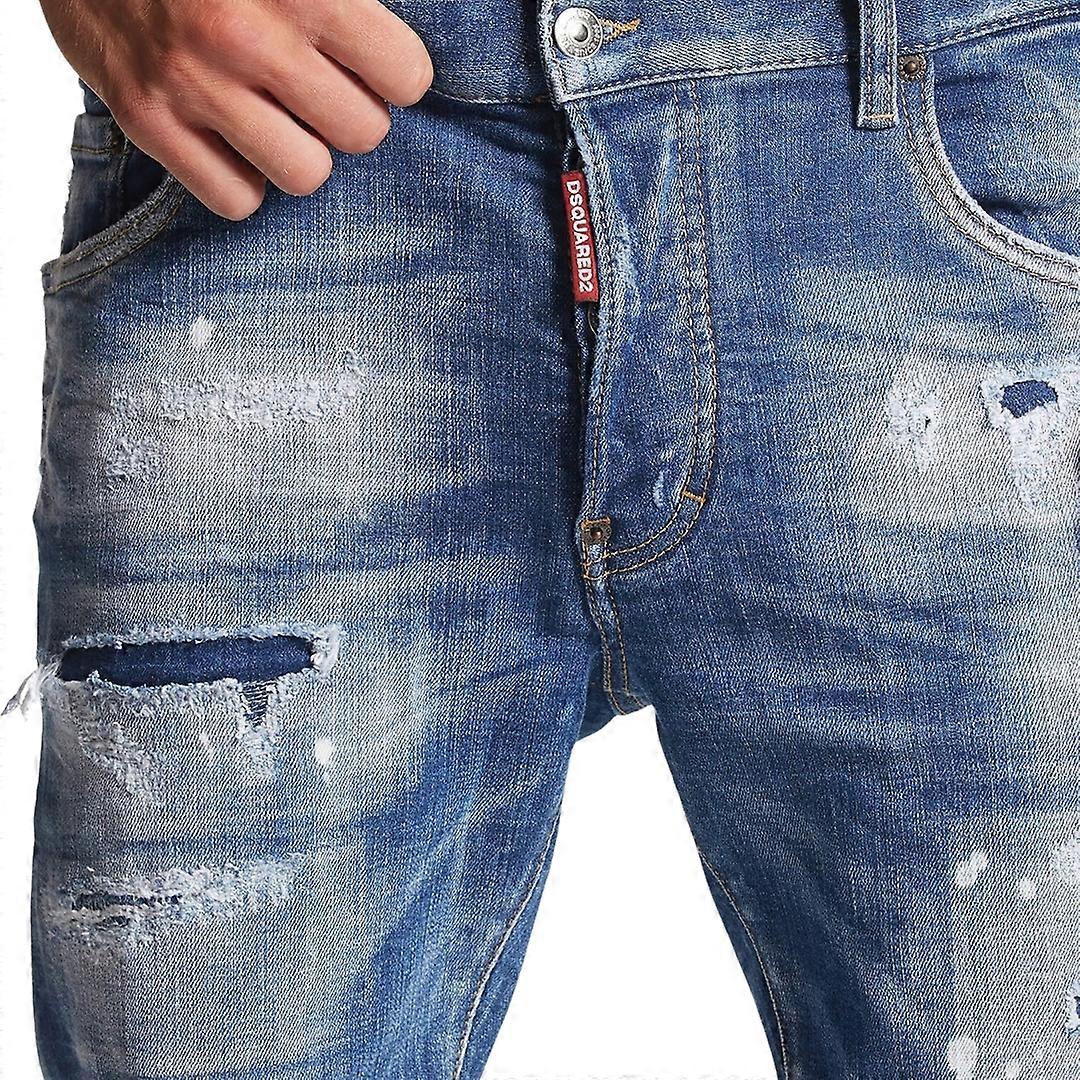 Dsquared2 Super Twinky Jean Faded Reinforced Ripped Blue Jeans