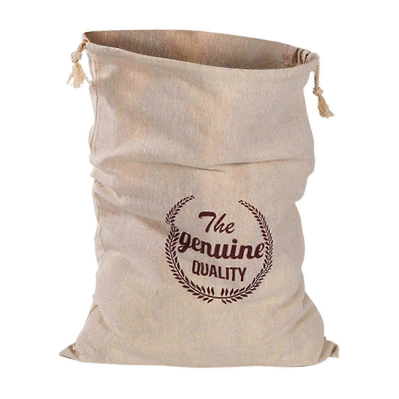 Reusable Drawstring Linen Bread Bags for Food Storage - Natural Unbleached